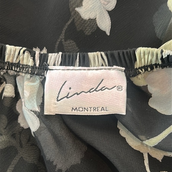 Linda Montreal Sheer Floral Mesh Boudoir Slip Strappy Back Y2K Maxi Nightgown - Picture 6 of 13